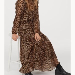 NWT H&M Leopard Print Long Tiered Dress